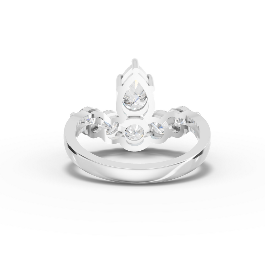 2.53 Ct Pear Lab Diamond Five Stone Statement Ring 1.00 Ct Center