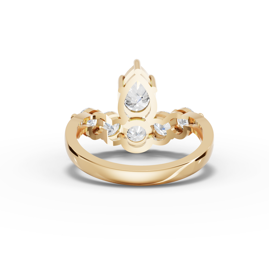 2.53 Ct Pear Lab Diamond Five Stone Statement Ring 1.00 Ct Center