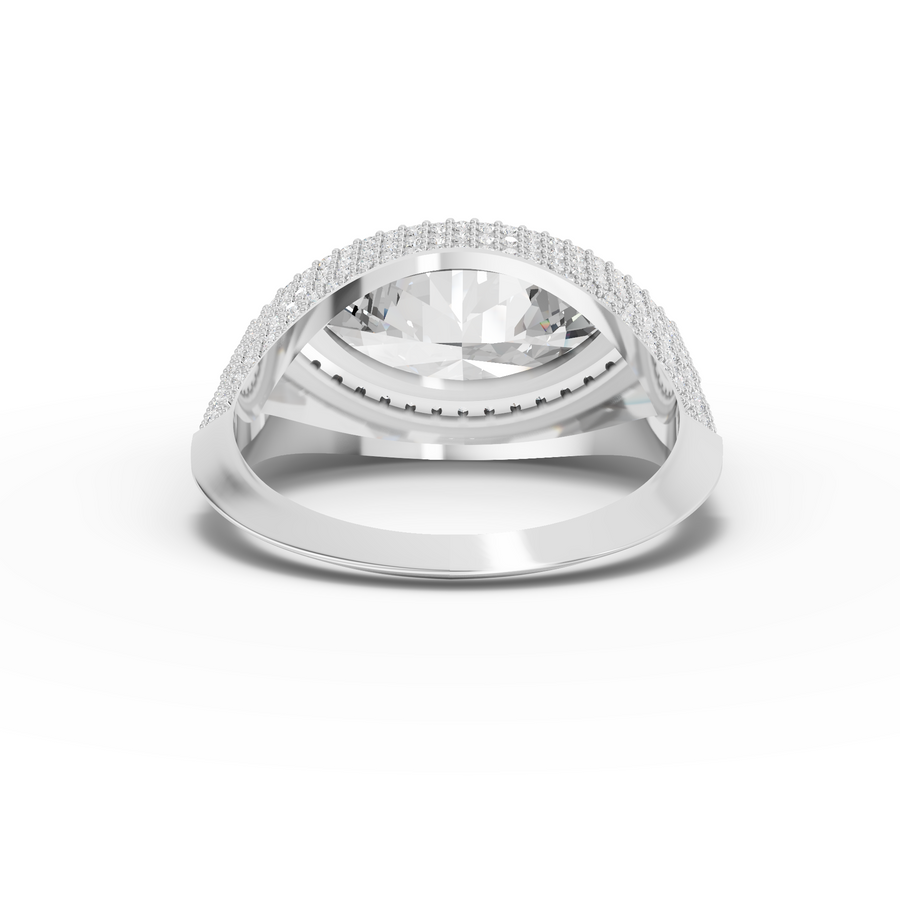4.35 Ct Marquise Solitaire Lab Diamond Micro Pavé Halo Ring 2.00 Ct Center