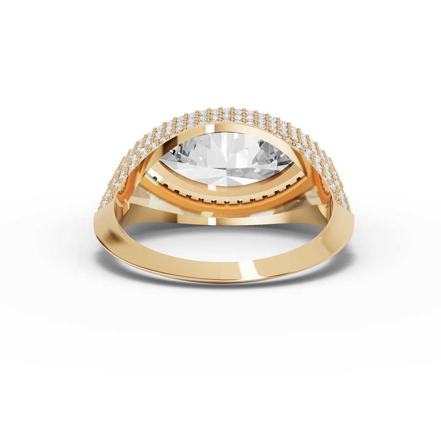 4.35 Ct Marquise Solitaire Lab Diamond Micro Pavé Halo Ring 2.00 Ct Center