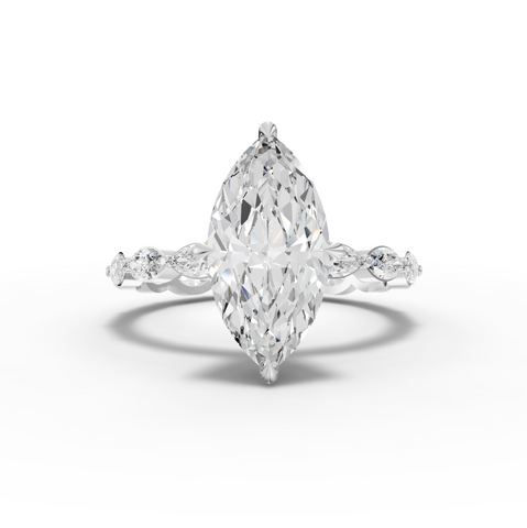 2.87 Ct Marquise Lab Diamond Full Eternity with Hidden Halo Ring 2.00 Ct Center