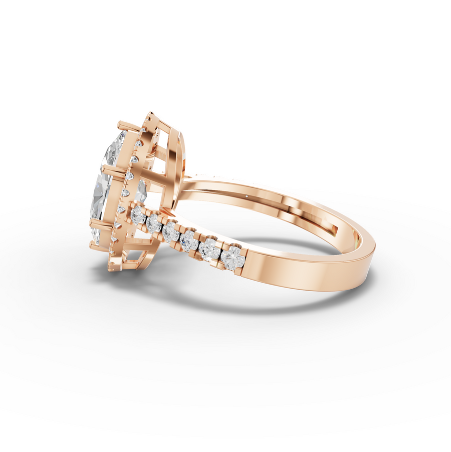 2.50 Ct Oval Lab Diamond Halo Ring with Pavé Band 2.00 Ct Center