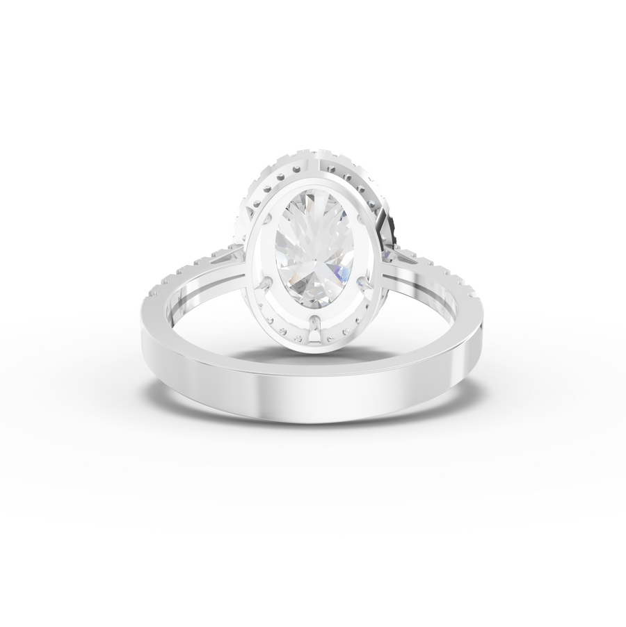 2.50 Ct Oval Lab Diamond Halo Ring with Pavé Band 2.00 Ct Center