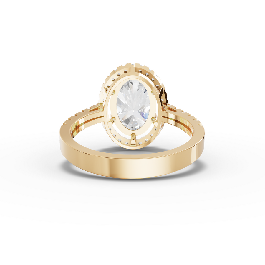 2.50 Ct Oval Lab Diamond Halo Ring with Pavé Band 2.00 Ct Center