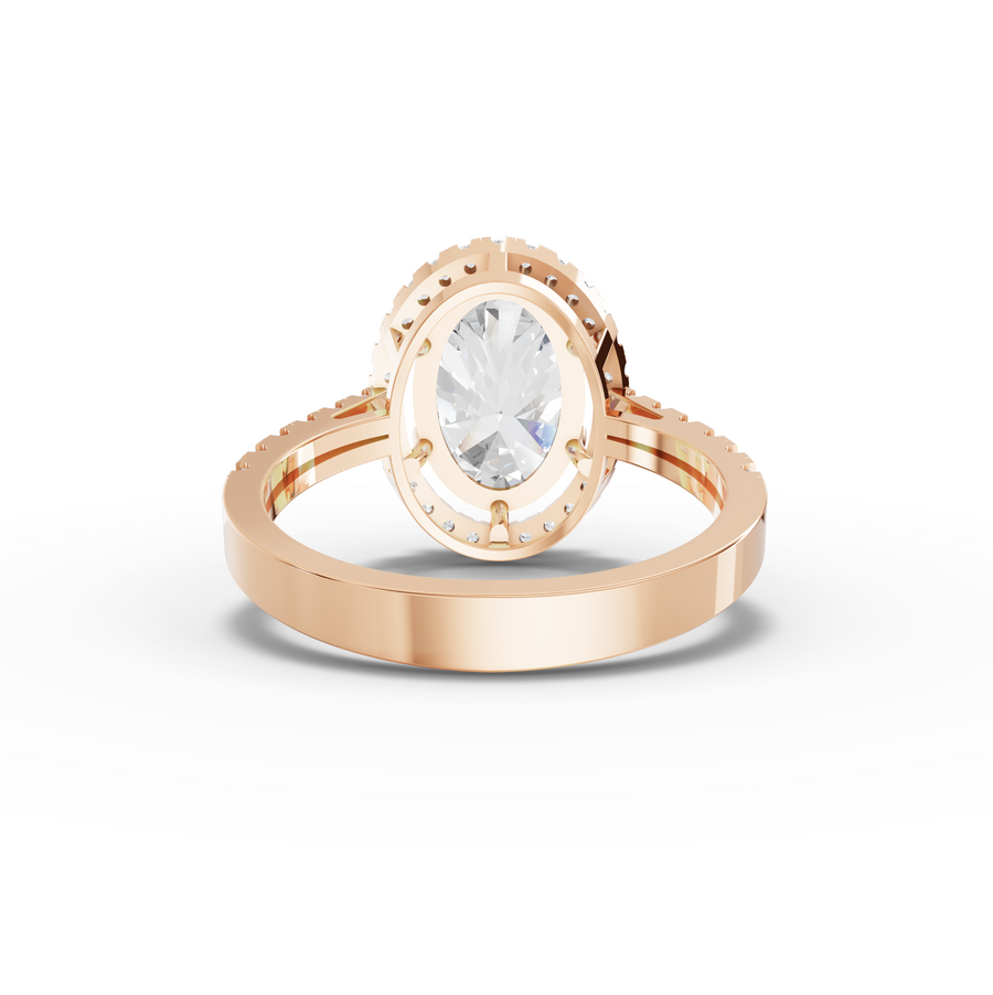 2.50 Ct Oval Lab Diamond Halo Ring with Pavé Band 2.00 Ct Center