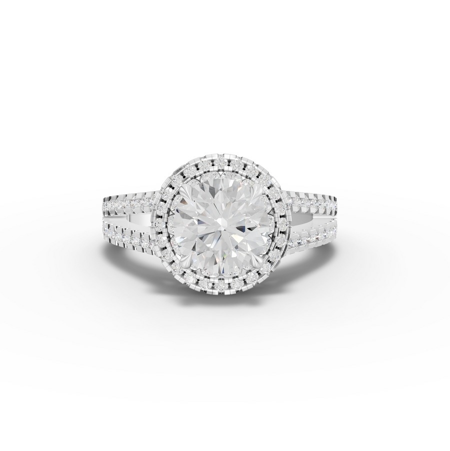 2.17 Ct Round Lab Diamond Double Halo Accent Ring 1.5 Ct Center