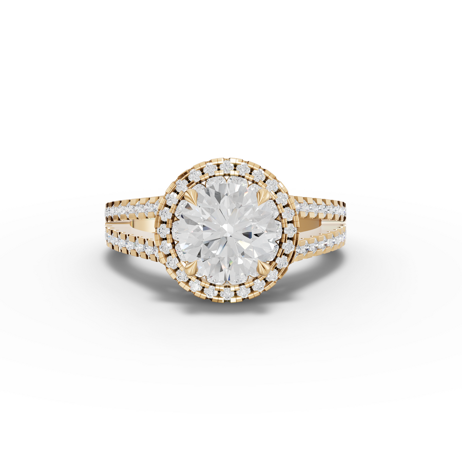 2.17 Ct Round Lab Diamond Double Halo Accent Ring 1.5 Ct Center