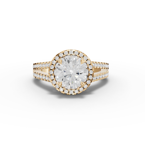 2.17 Ct Round Lab Diamond Double Halo Accent Ring 1.5 Ct Center