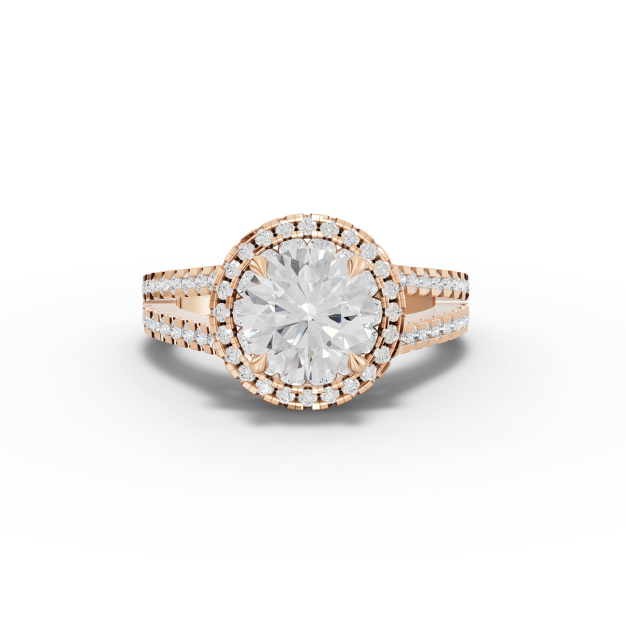 2.17 Ct Round Lab Diamond Double Halo Accent Ring 1.5 Ct Center