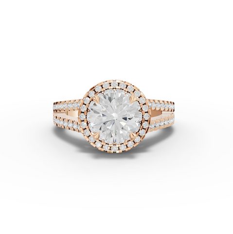2.17 Ct Round Lab Diamond Double Halo Accent Ring 1.5 Ct Center
