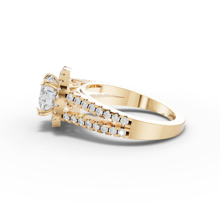 2.17 Ct Round Lab Diamond Double Halo Accent Ring 1.5 Ct Center