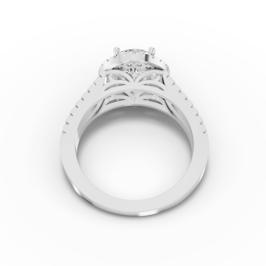 2.17 Ct Round Lab Diamond Double Halo Accent Ring 1.5 Ct Center