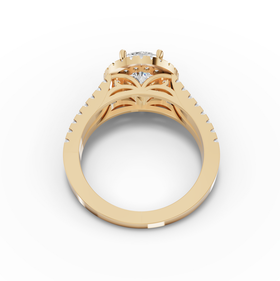 2.17 Ct Round Lab Diamond Double Halo Accent Ring 1.5 Ct Center