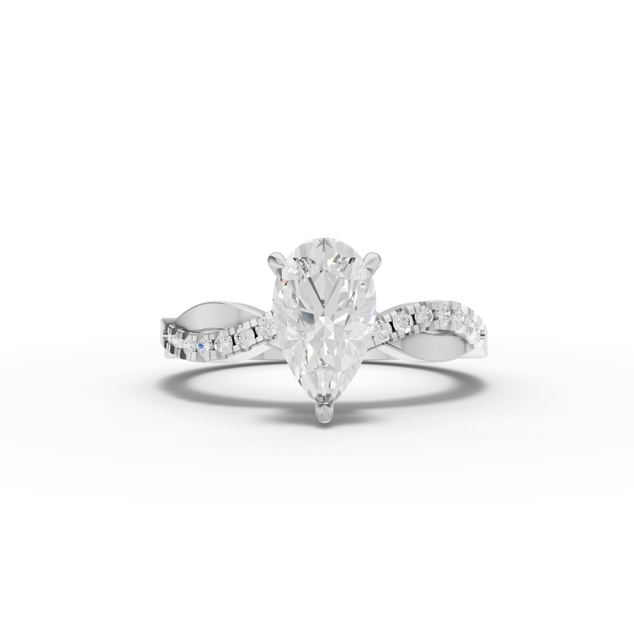 1.17 Ct Pear Lab Diamond Hidden Halo Accent Ring 1.00 Ct Center