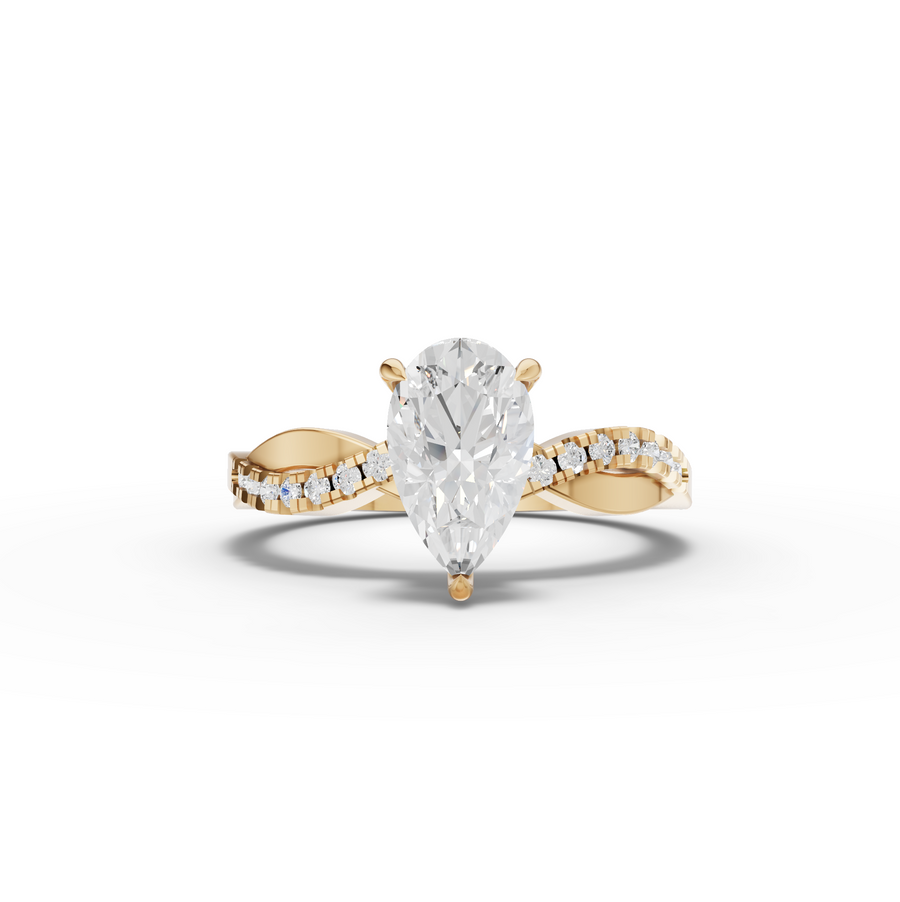 1.17 Ct Pear Lab Diamond Hidden Halo Accent Ring 1.00 Ct Center