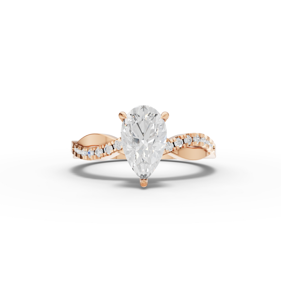1.17 Ct Pear Lab Diamond Hidden Halo Accent Ring 1.00 Ct Center