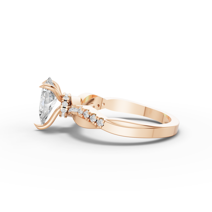 1.17 Ct Pear Lab Diamond Hidden Halo Accent Ring 1.00 Ct Center