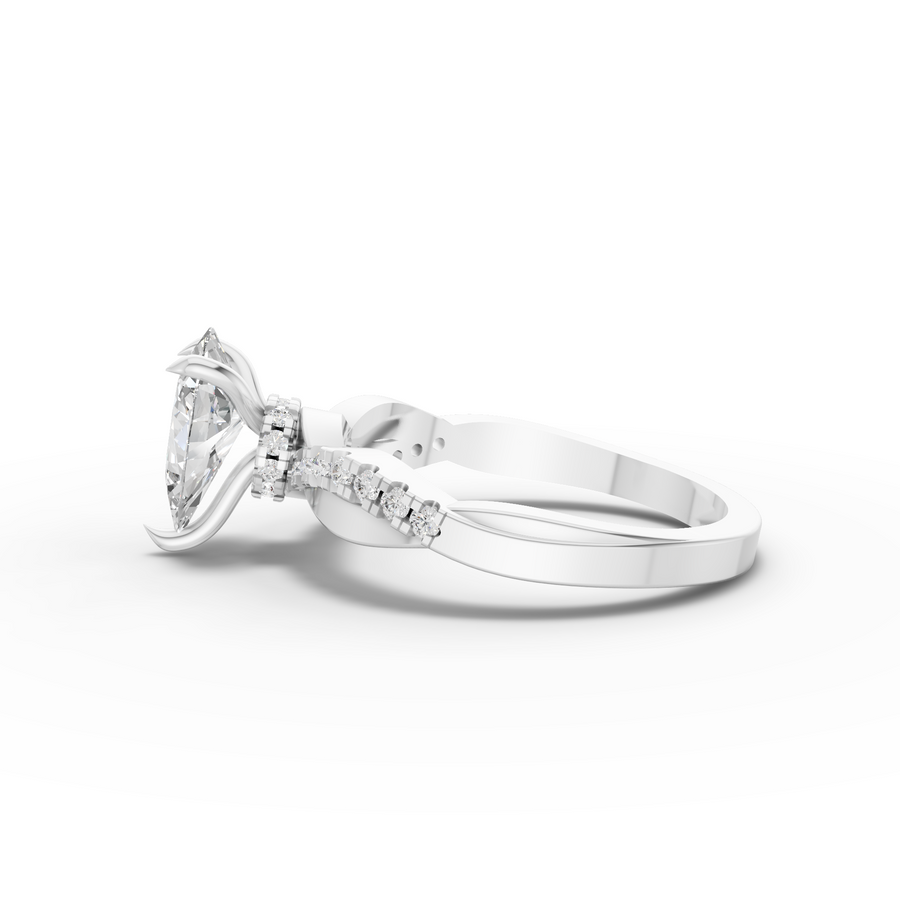 1.17 Ct Pear Lab Diamond Hidden Halo Accent Ring 1.00 Ct Center