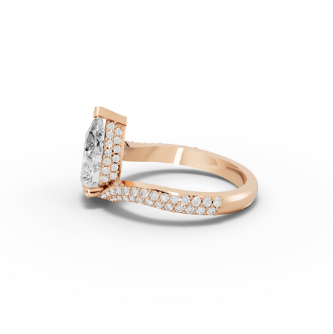 2.54 Ct Pear Lab Diamond Bypass Pavé Ring 2.00 Ct Center