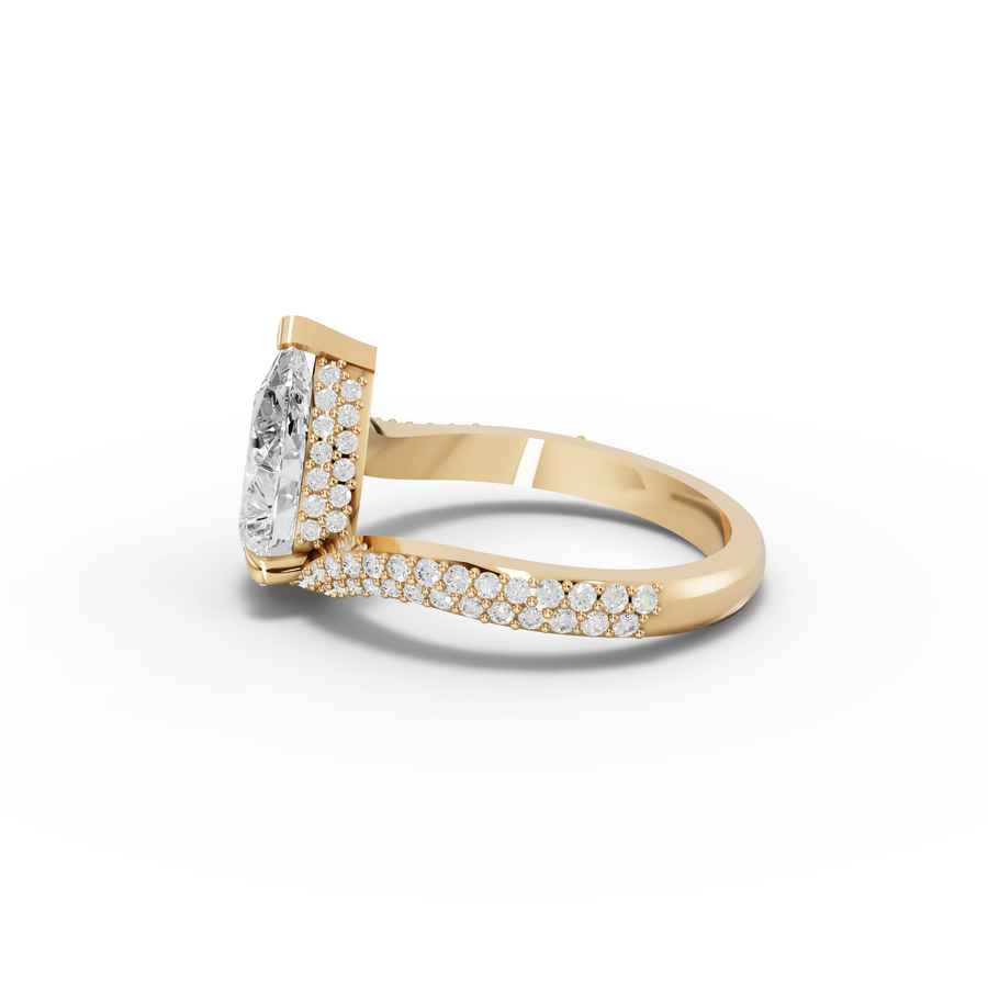 2.54 Ct Pear Lab Diamond Bypass Pavé Ring 2.00 Ct Center