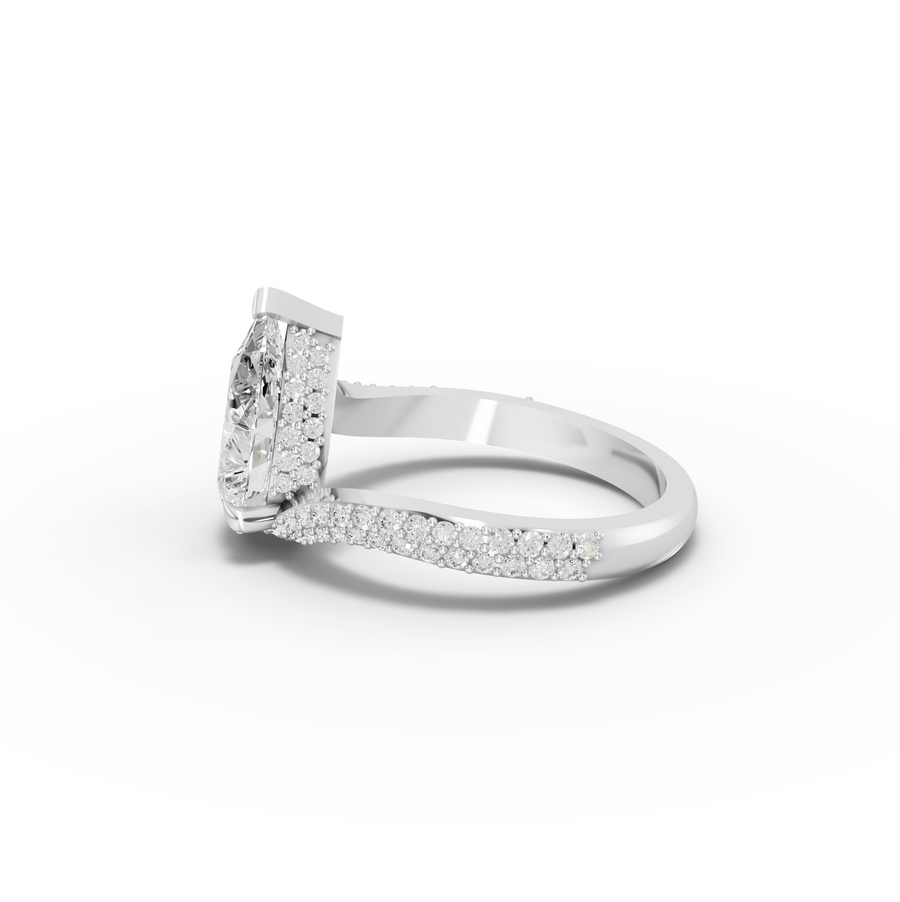 2.54 Ct Pear Lab Diamond Bypass Pavé Ring 2.00 Ct Center