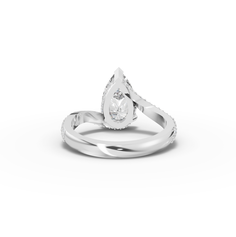 2.54 Ct Pear Lab Diamond Bypass Pavé Ring 2.00 Ct Center