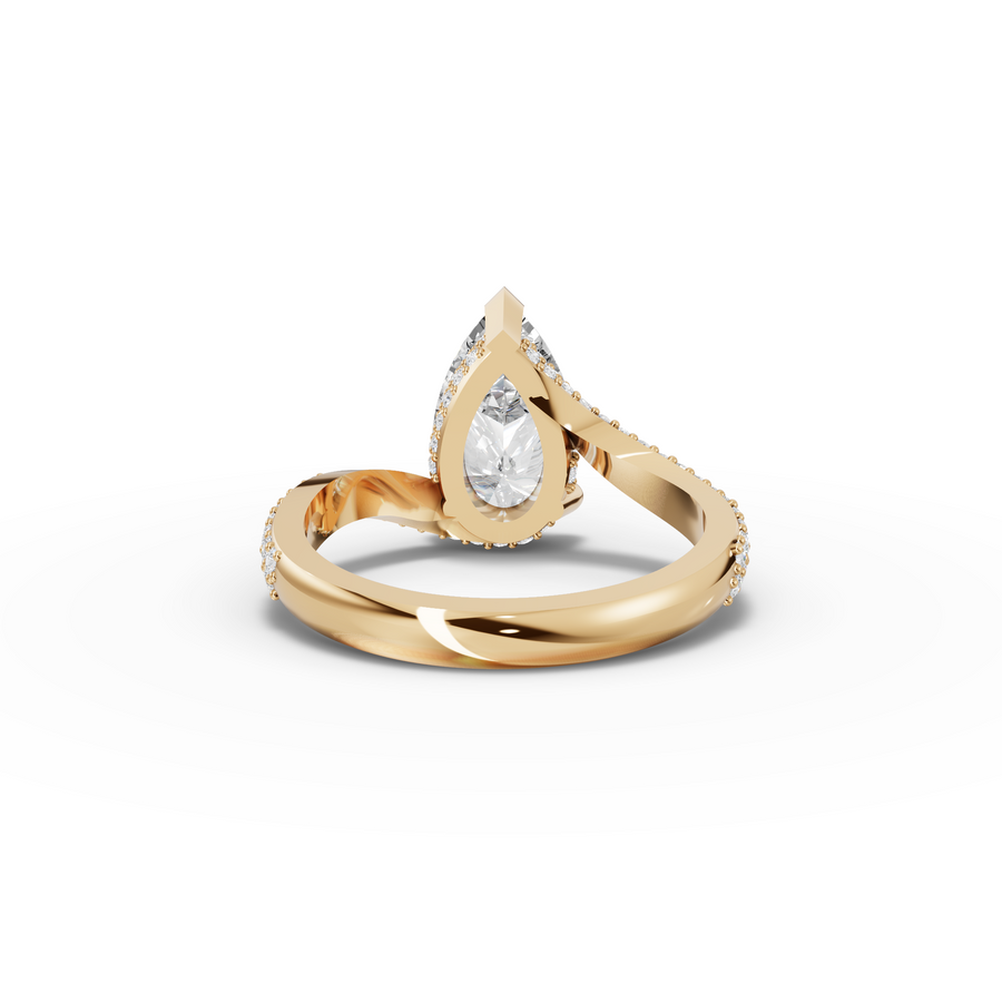 2.54 Ct Pear Lab Diamond Bypass Pavé Ring 2.00 Ct Center