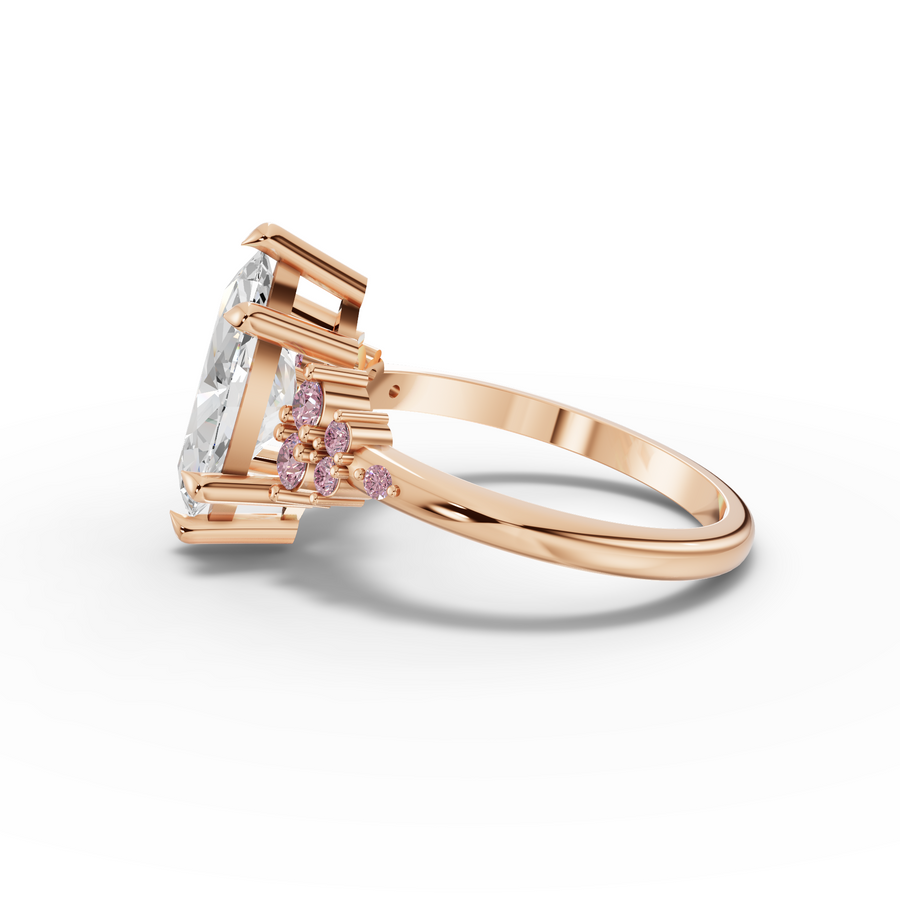 2.32 Ct Marquise Solitaire Lab Diamond Floral Cluster Ring 2.00 Ct Center