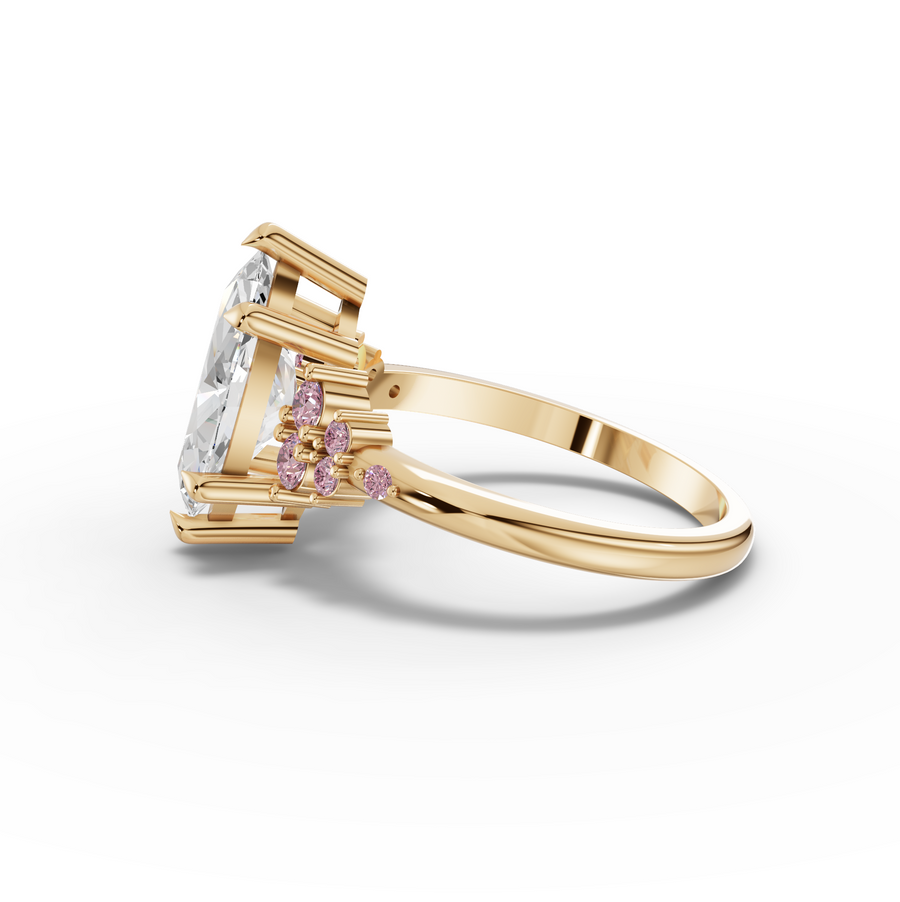 2.32 Ct Marquise Solitaire Lab Diamond Floral Cluster Ring 2.00 Ct Center