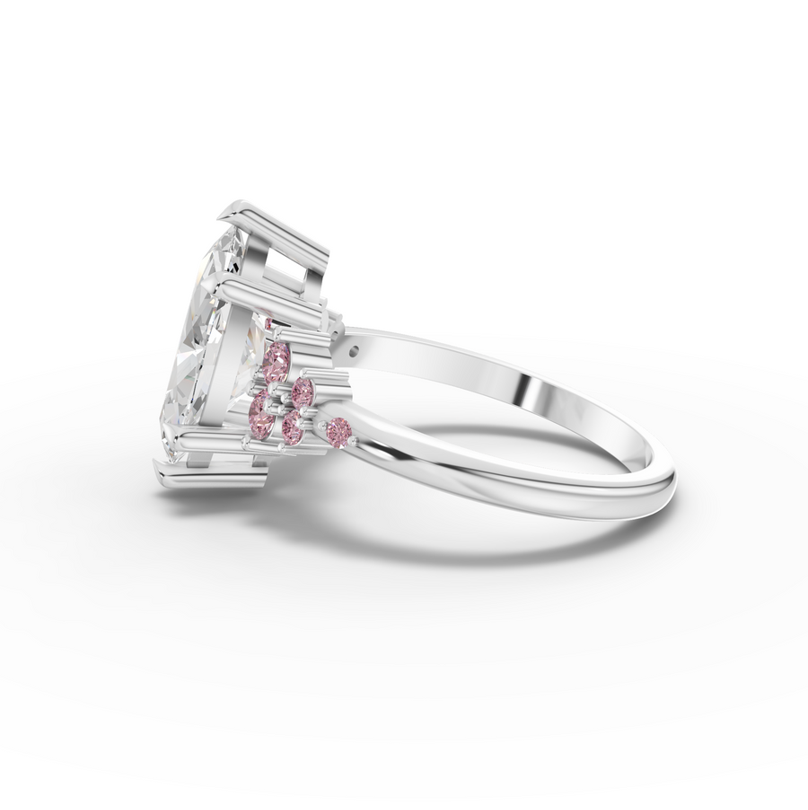 2.32 Ct Marquise Solitaire Lab Diamond Floral Cluster Ring 2.00 Ct Center