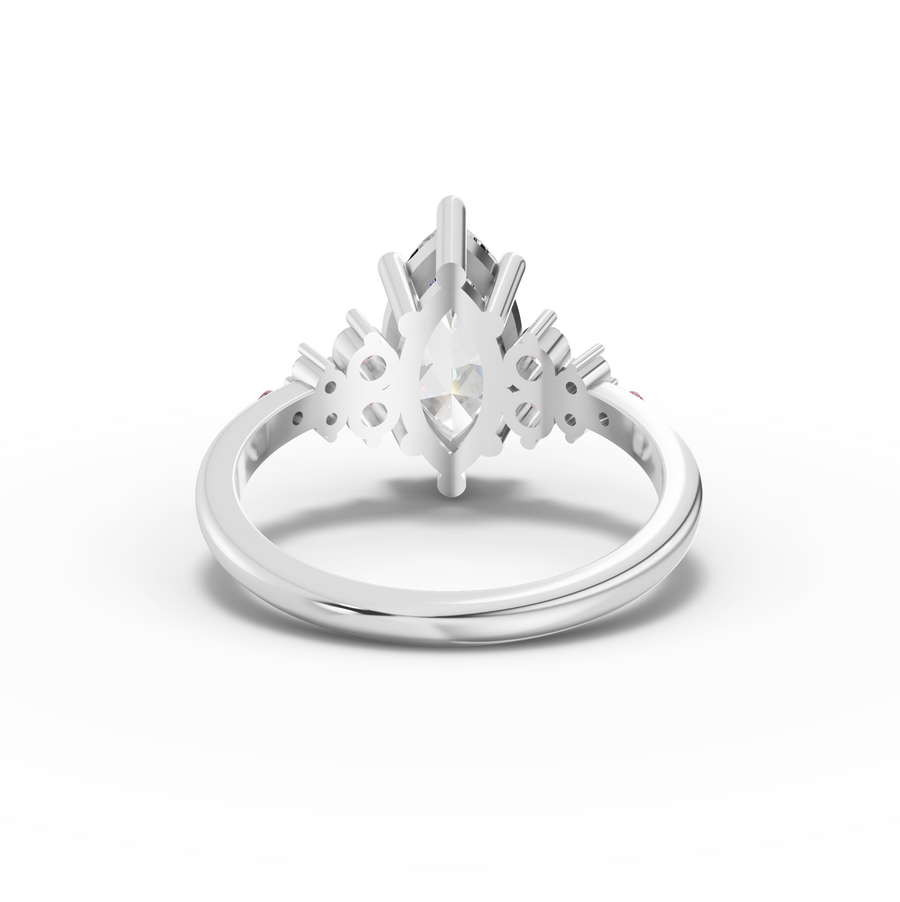 2.32 Ct Marquise Solitaire Lab Diamond Floral Cluster Ring 2.00 Ct Center