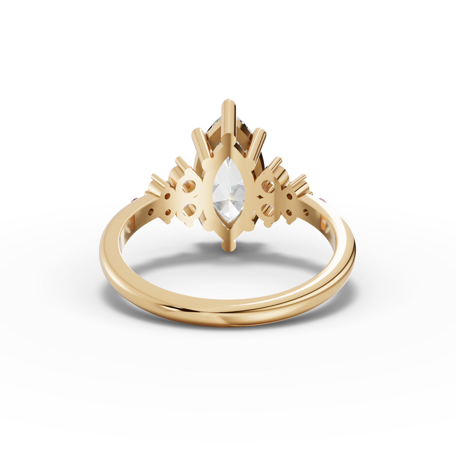 2.32 Ct Marquise Solitaire Lab Diamond Floral Cluster Ring 2.00 Ct Center