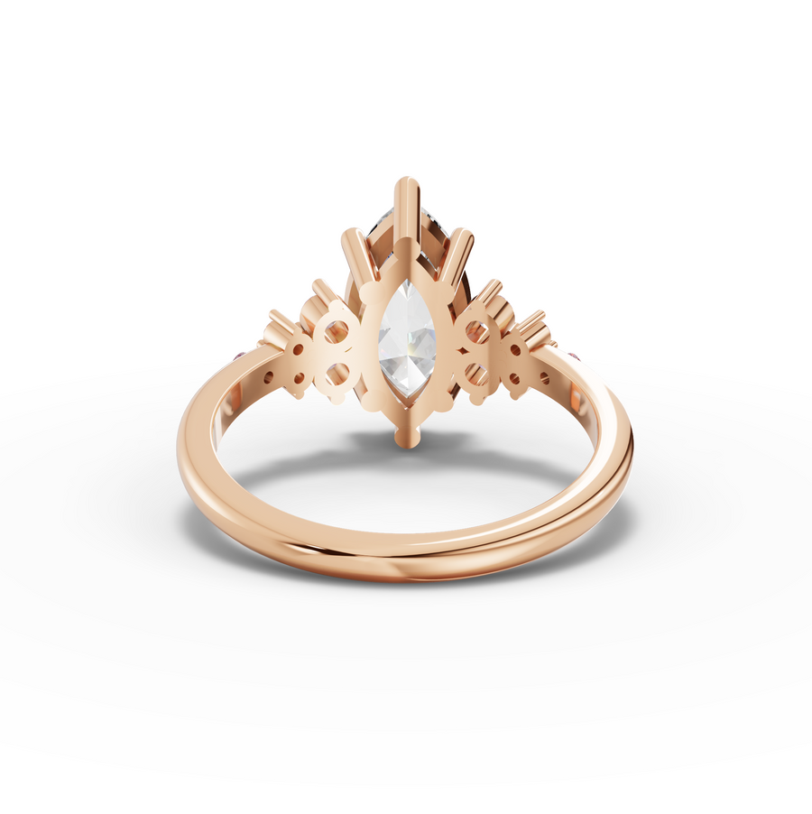 2.32 Ct Marquise Solitaire Lab Diamond Floral Cluster Ring 2.00 Ct Center