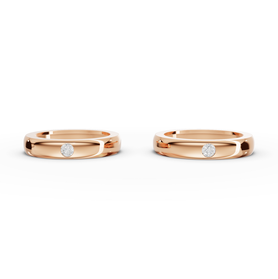 0.10 Ct Round Bezal Set Couple Band
