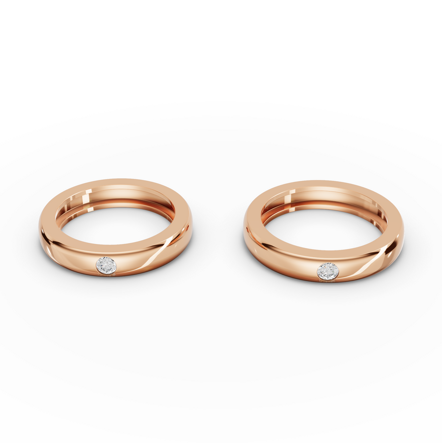 0.10 Ct Round Bezal Set Couple Band