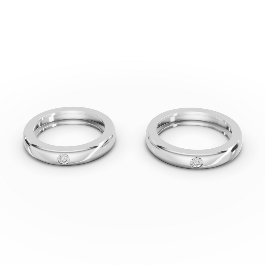 0.10 Ct Round Bezal Set Couple Band