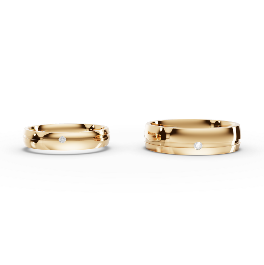 0.06 Ct Round Diamond Couple Wedding Band