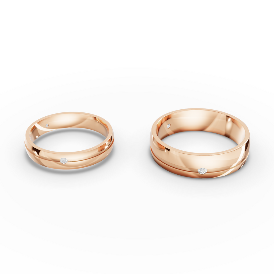 0.06 Ct Round Diamond Couple Wedding Band