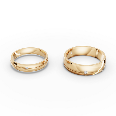 0.06 Ct Minimal Couple Wedding Band