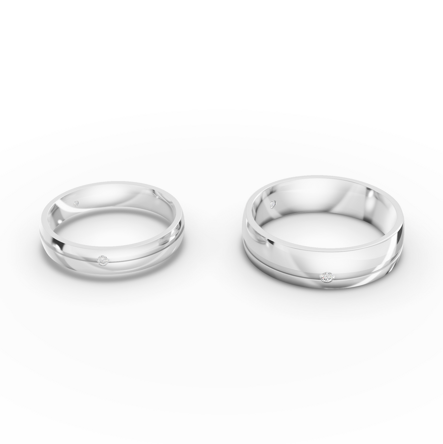 0.06 Ct Round Diamond Couple Wedding Band
