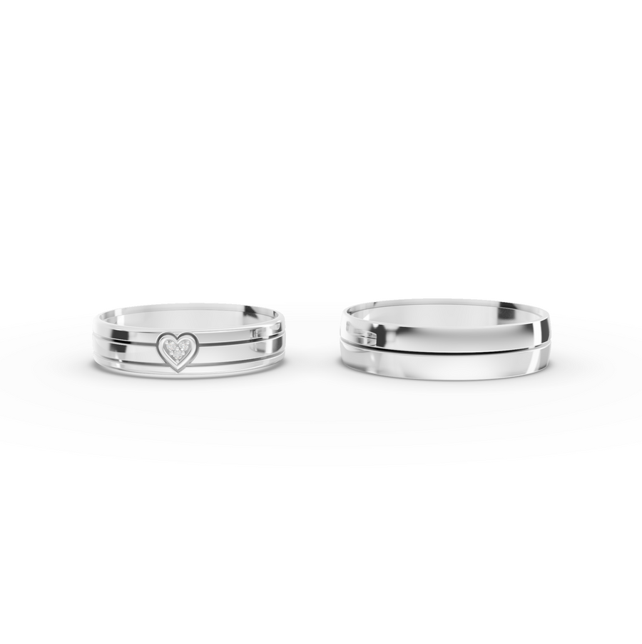 0.012 Ct Round Diamond Couple Wedding Band - New