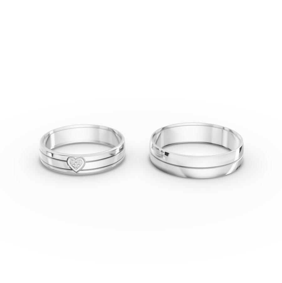 0.012 Ct Round Diamond Couple Wedding Band - New