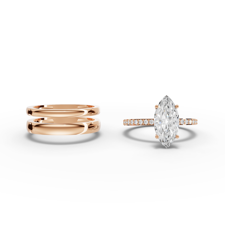 2.18 Ct Marquise Lab Diamond Wide Band Ring with Accent Band 2.00 Ct Center
