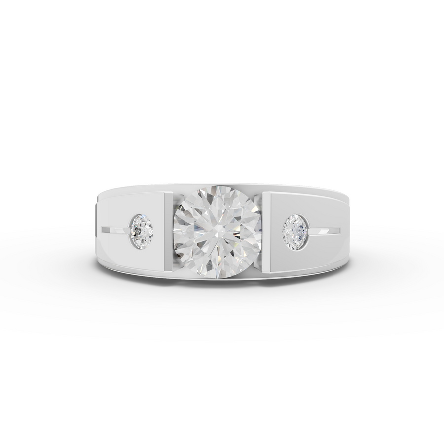 1.12 Ct Round Brilliant Diamond Cigar Band Ring