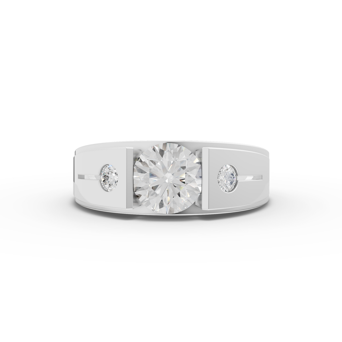 1.12 Ct Round Brilliant Diamond Cigar Band Ring