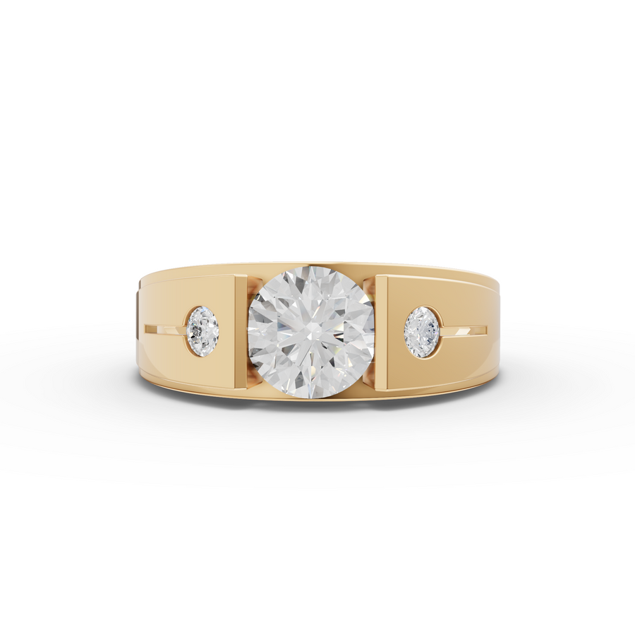 1.12 Ct Round Brilliant Diamond Cigar Band Ring