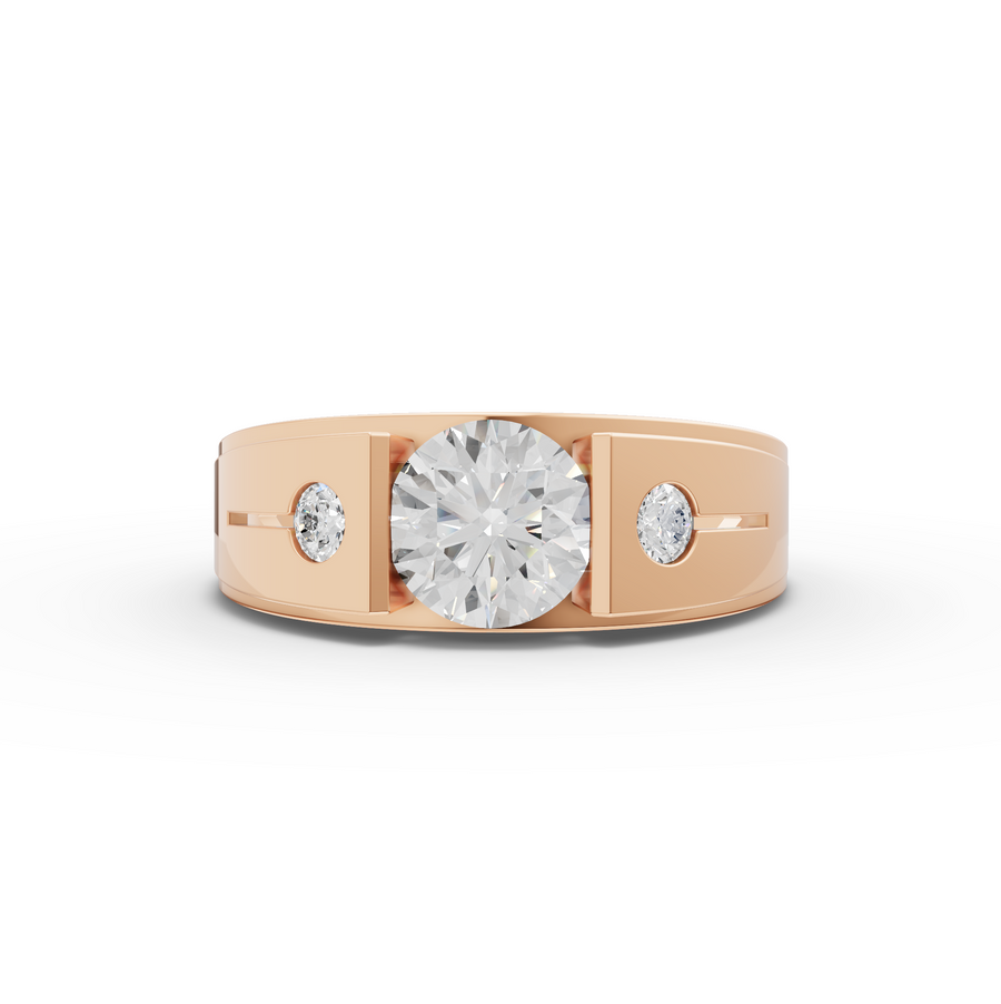 1.12 Ct Round Brilliant Diamond Cigar Band Ring