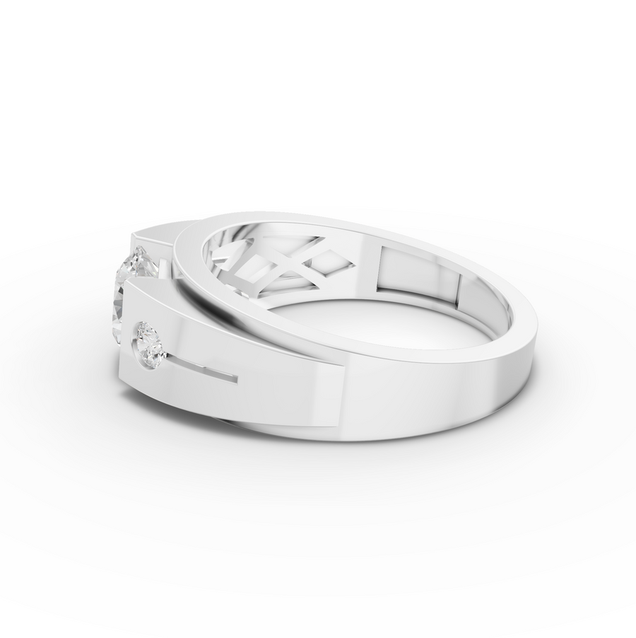 1.12 Ct Round Brilliant Diamond Cigar Band Ring