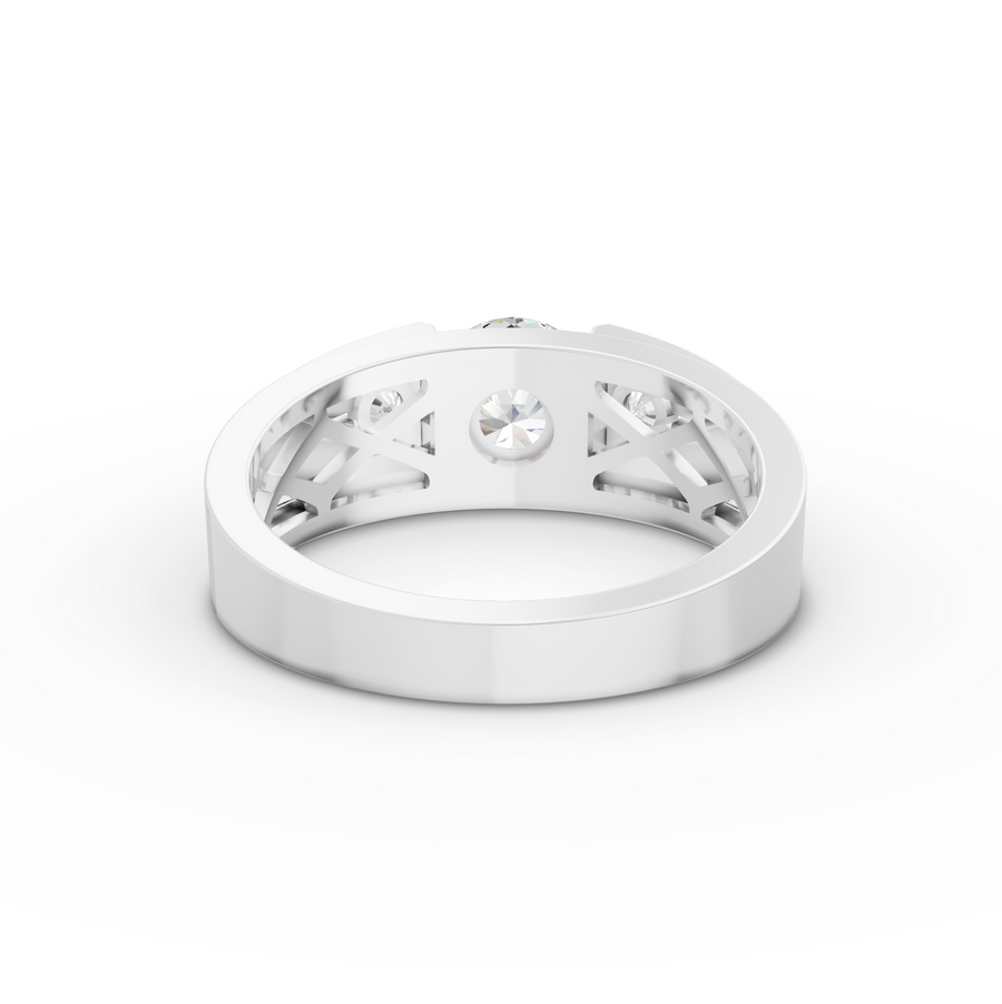 1.12 Ct Round Brilliant Diamond Cigar Band Ring