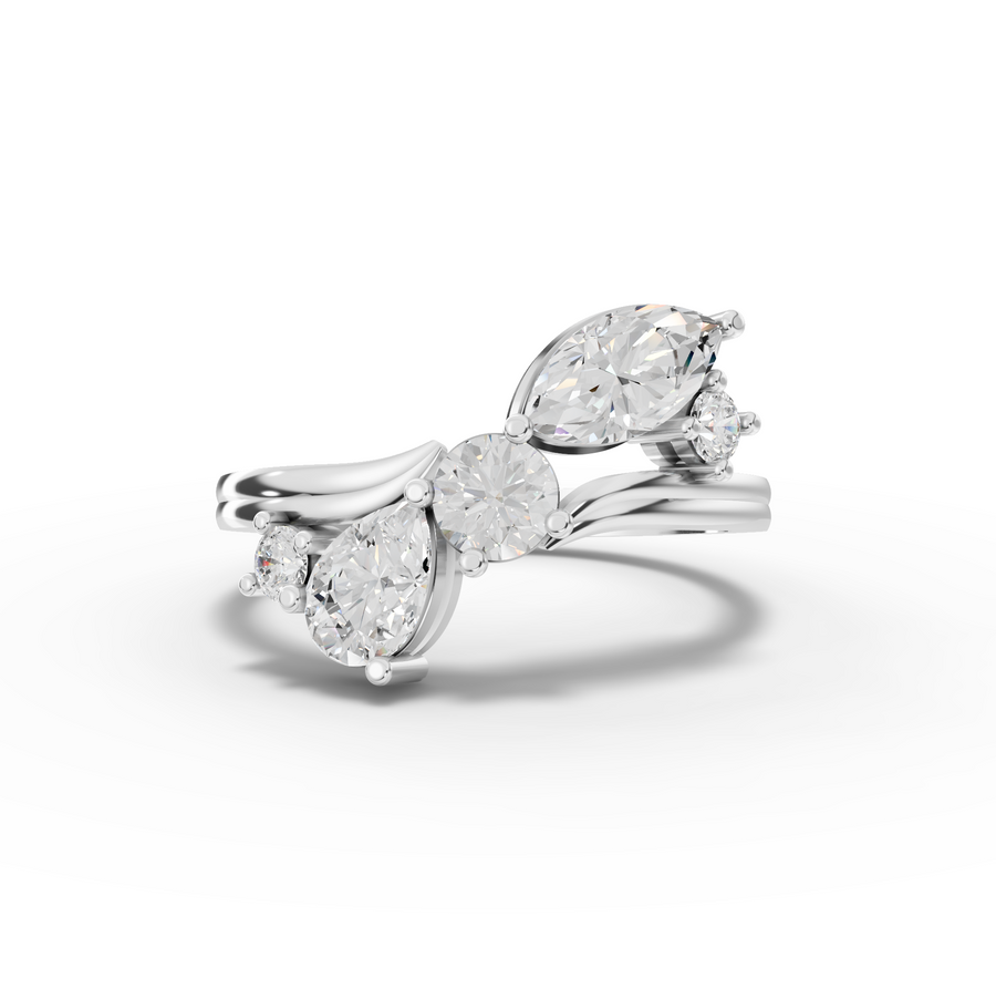 1.62 Ct Pear and Marquise Diamond Bypass Ring